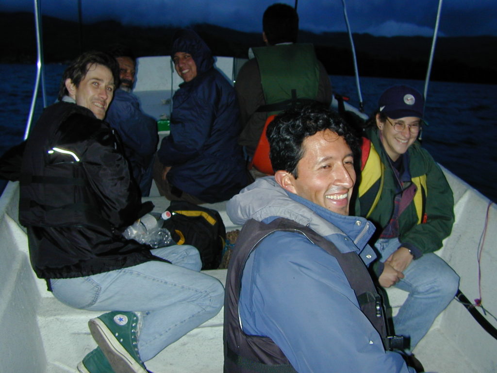 Ian (left) and the team on the boat